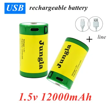 2022 NEUE 1,5 V 12,0 Ah Lithium-ionen Li-polymer D Größe Wiederaufladbare USB Batterie Typ für Taschenlampe wasser Heizung Atď