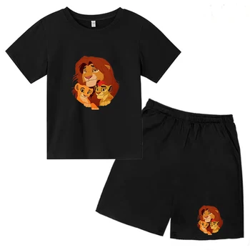 2023 Lete Lev Kráľ detských Kreslených T-shirt Nastaviť Chlapci a Dievčatá Vytlačené Kráľ Lesa Simba Vzor Bežné Značky Clothi