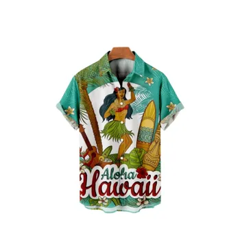 2023 mužov Havajské košele nadrozmerné vytlačené krátke rukávy pláži dovolenku západ slnka Harajuku letné oblečenie bežné Čínsky štýl