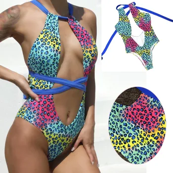2023 Nové Sexy Duté Z Patchwork Plavky Ženy Jednodielne Plavky Žien Visí Na Krku Plavky Plážové Oblečenie Monokiny