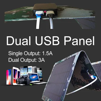 20W Skladací Solárny Panel Dual USB Vonkajšie Skladacie Nepremokavé Solárny Panel, Nabíjačky Mobilných Batérie Nabíjačka 3 v 1 Kábel