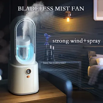 2200mAh Bladeless Ventilátor Nabíjateľná rozstrekovaný Ventilátor Domov Stlmiť Ploche Chladenie Elektrický Ventilátor Vzduchu Chladič Hmly Ventilátor s Nočné Svetlo