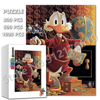 300/500/1000 Kusov Donald Duck Hľadá Poklady Skladačka Puzzle Disney Kreslené Anime Dekompresný Vzdelávacie Hračky Drevené Puzzle