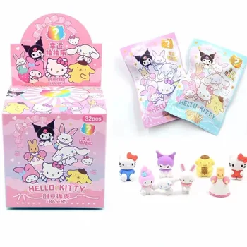 32Pcs Saniro Gumu Kawaii Kuromi Hello Kitty Moje Melódie Roztomilý Kreslený Študent Dodávky Škole Cena Detí Otvorenie Darček