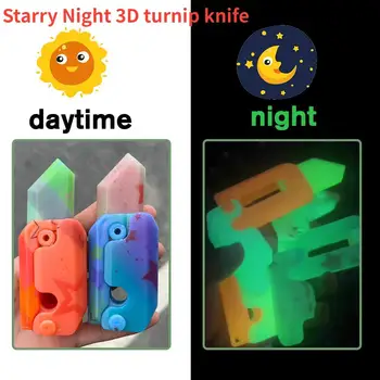 3D Mrkva Gravitácie Nôž Hviezdna Intenzita Fluorescencie, Fidget Hračky Deti Dekompresný Push Karty Malú Hračku 3D Tlač Plastové