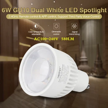 6W GU10 Dual Biele LED Reflektor 220V Bezdrôtové Ovládanie Smart Nastaviteľný Jas Žiarovky;2.4 G Wifi APP Control potrebné zápas WL-Box1