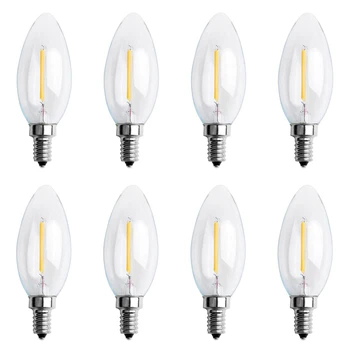 8X Stmievateľné E12 2W KLASU Plameň Sviečky Žiarovky LED Svetlo, Žiarovka, Žiarivka 10 X 3,5 Cm