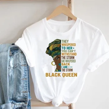 Afrika Čierna Kráľovná Grafické Tričko Melanínu, T Košele Ženy Streetwear Harajuku Tee Topy Feministické Tees Black Kultúry Tričko
