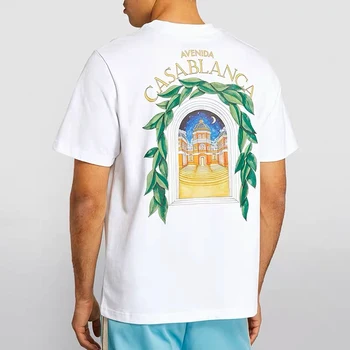 AVENIDA Casablanca Zelene Star Hrad Print T Shirt Muži Ženy Vysokej Kvality Streetwear Tenis Club Krátky Rukáv Top Tees