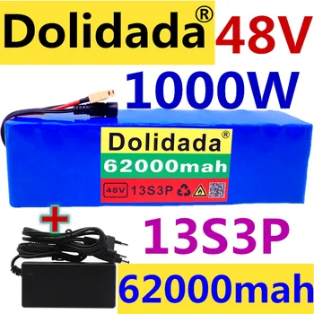Batterie 13S3P 48V 62Ah XT60 Lítium-iónová 1000w pour velo électrique 54.6 v avec BMS intégré et chargeur 54.6 V nouveau
