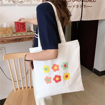 Biely kvet, plátené tašky žena Japonskej in študentská taška cez rameno prenosné plátno taška veľkoobchod opakovane nákupní taška