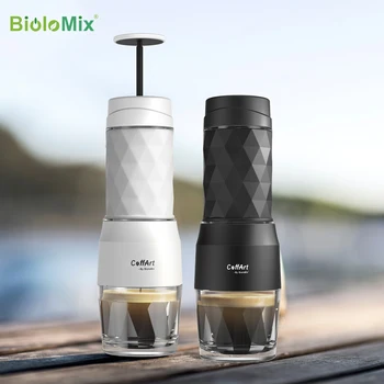 BioloMix Prenosný kávovar Espresso Stroj Ručné Stlačte Kapsule Mletá Káva Brewer Prenosné pre Cestovanie a Piknik