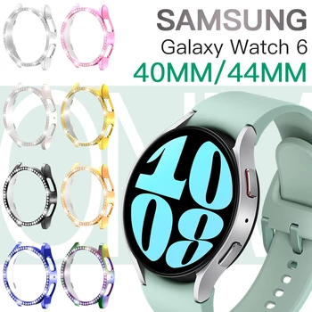 Bling Diamantový obal pre Samsung Galaxy Sledovať 6 40 mm 44 mm Pevný PC Nárazníka Rám Shockproof Kryt pre Samsung Watch6 Príslušenstvo