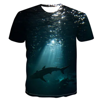 Chlapci a Dievčatá Zvierat Krátky Rukáv Hip Hop Top Nové Módne 3D Vytlačené Mora Cartoon Dolphin shark T-shirt