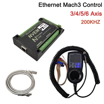 CNC motion controller MACH3 nvemv2.1 3/4 /5/6 os Ethernet + Digitálny Displej ovládacieho kolieska Slave funct pre Stepper,Servo motor