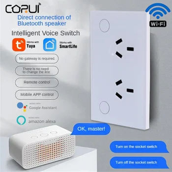 CORUI Tuya WIFI Smart Zásuvky AU Dvojitý Konektor Smart Touch Prepínač 15A Podpora Smart Život APP Light Stene Tlačidlo, Alexa Domovská stránka Google