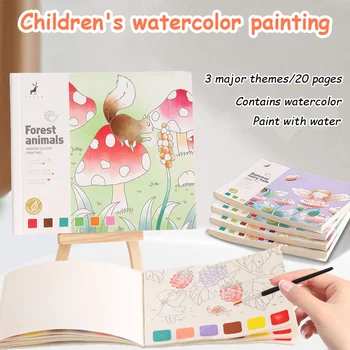 Deti Vrecku Prenosné Akvarel Sfarbenie Knihy s Farbou a Štetcom Graffiti Coloring Book Nastaviť DIY Maľovanie na Záložku Umenie Darček