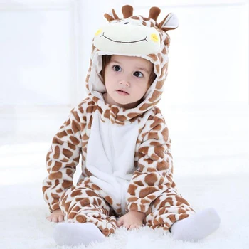 Dieťa Dievča Žirafa Pyžamo Ropa Bebe Oblečenie Novorodenca Remienky Onesies Zvierat Anime Kostým, Oblek S Kapucňou V Zime Jumpsuit