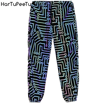 Farebné Reflexné Nohavice Ženy Žiariace Noc Športové Nohavice Bezpečnosti Nosenie Hip Hop Dance Mužov Obvod Geometrických Odzrkadľujúcom