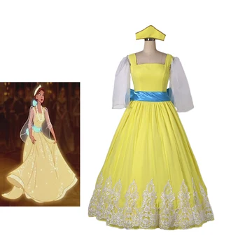 Film Anastasia Cosplay Kostým Ženy Žltá Princezná Šaty Halloween, Karneval, Maškarný Strany Plesové Šaty Na Zákazku