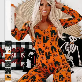 Halloween Jumpsuit Pyžamo Domov Strany Catsuits Duchovia 3D Tlač Cosplay Kostým Bežné Ženské Oblečenie Pajama Plavky