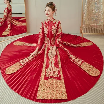 Hanfu Nevesta Dávnych Kostým Čínske Svadobné Šaty Tradičné Výšivky Toast Oblečenie Vestido