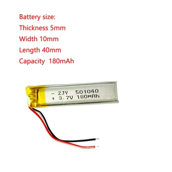 Hot Predaj 501040 3,7 v 180mah Li Polymer Li Ion Batéria S Pcb Pre Nahrávanie Pero, Čítanie Pero, Bluetooth, Mp3, Mp4