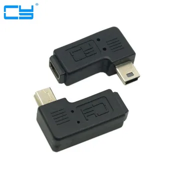 Mini USB 5 Pin Samec Samica Predlžovací Adaptér 90 Stupňov Vľavo a Vpravo Šikmého Mini USB Konektor pre Adaptér