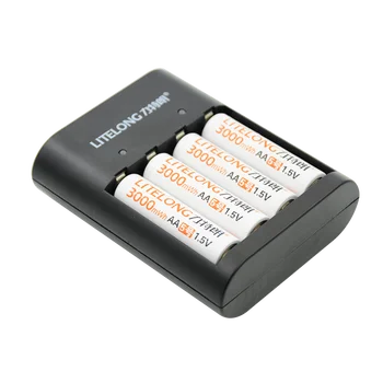 Nový produkt 4pcs 1,5 v 3000mWh AA Li - polymer Li - ion lithium polymérová nabíjateľná batterie avec nabíjačku set+1 USB nabíjačky
