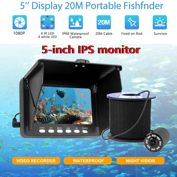 Podmorský Rybolov Fotoaparát 5-Palcový 1080P Vodotesný IP68 20M Ice/More/Rieka Kamera Pre Rybolov Podvodné Detekčné