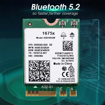 Pre Intel 1675X Karty WiFi+2X8DB Antény AX210NGW AX1675X Wi-Fi 6E 2.4 G 5 G 6 G 5374Mbps BT 5.2 M. 2 NGFF WiFi