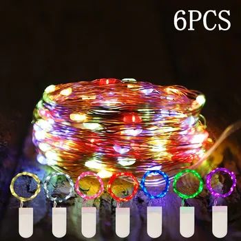 Svadobné Party Záhrada CR2032 String Svetlá LED Dekorácie Rozprávky na Čítanie 6pcs LED Medený Drôt Lampa pre DIY Vianočný Stromček 1/2/3/5M