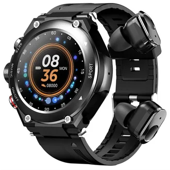 T92 Smartwatch Srdcovej frekvencie, Krvného Tlaku Kyslíka Hudbu, Športové 2 v 1 TWS Smart Hodinky S Slúchadiel Slúchadlá Slúchadlá Slúchadlá