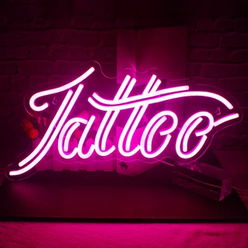 Tetovanie Neónový nápis Ružová LED Neon Light Up Prihlásiť Tattoo Štúdio Salon Podnikanie Obchod Milovníci Tetovanie Domov Izba Wall Art Dekorácie, Lampy