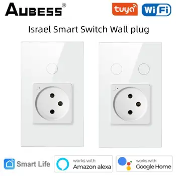 Tuya Wifi Smart Switch Sieťovej Zásuvky Izrael Plug Dotyk Tvrdené Sklo Panel APLIKÁCIE Diaľkové Ovládanie Vias Alexa Domovská stránka Google Smart Home